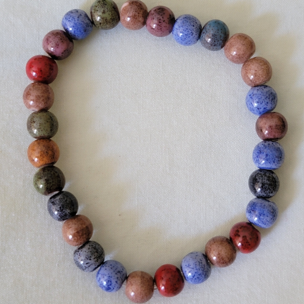 Colorful Beaded Stretch Bracelet 8 in